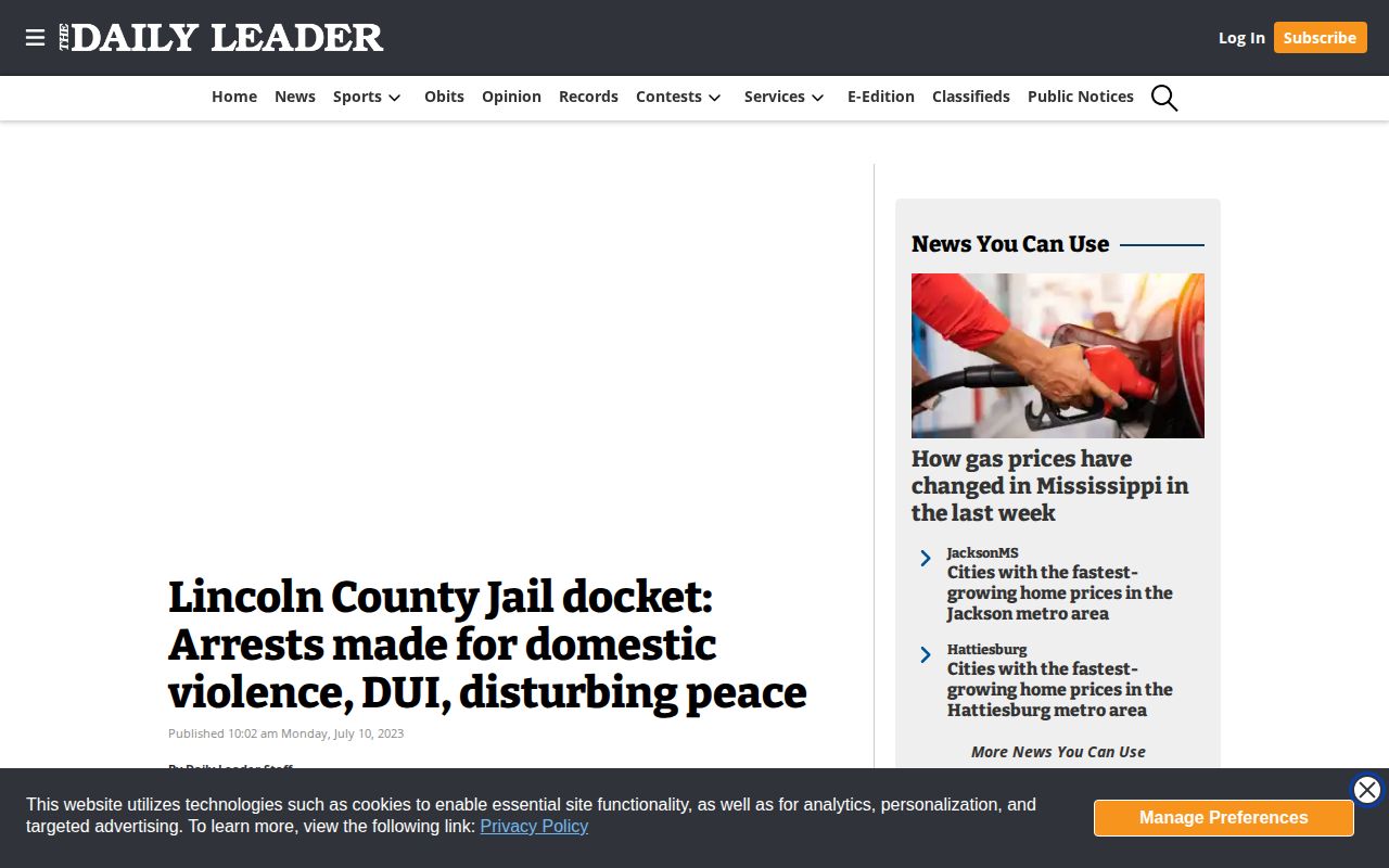 Lincoln County arrest news representative jail docket