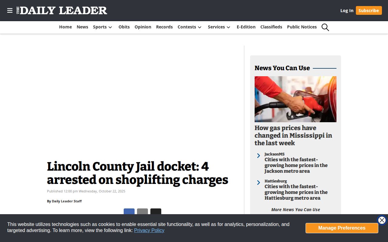 Lincoln County arrest news later jail docket report