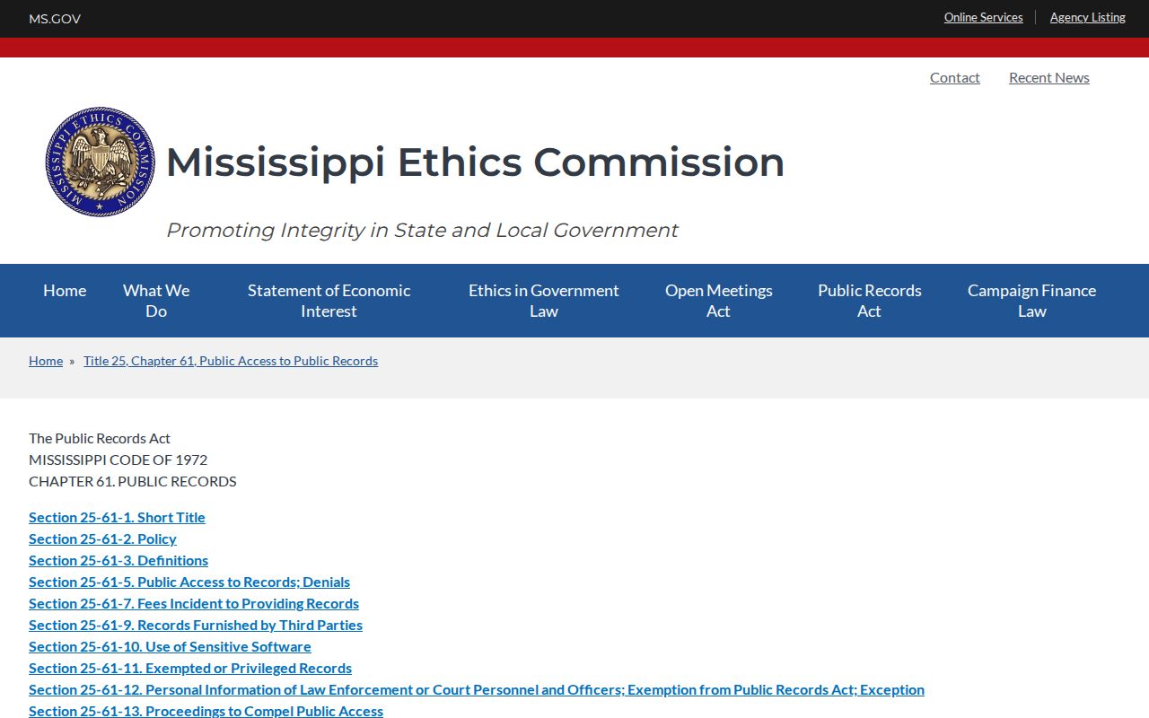 Lincoln County booking record access under the Mississippi Public Records Act